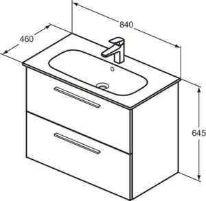 Möbelpaket i.life A mit Waschtisch 80cm und Unterschrank mit schwarzem Griff Weiß matt