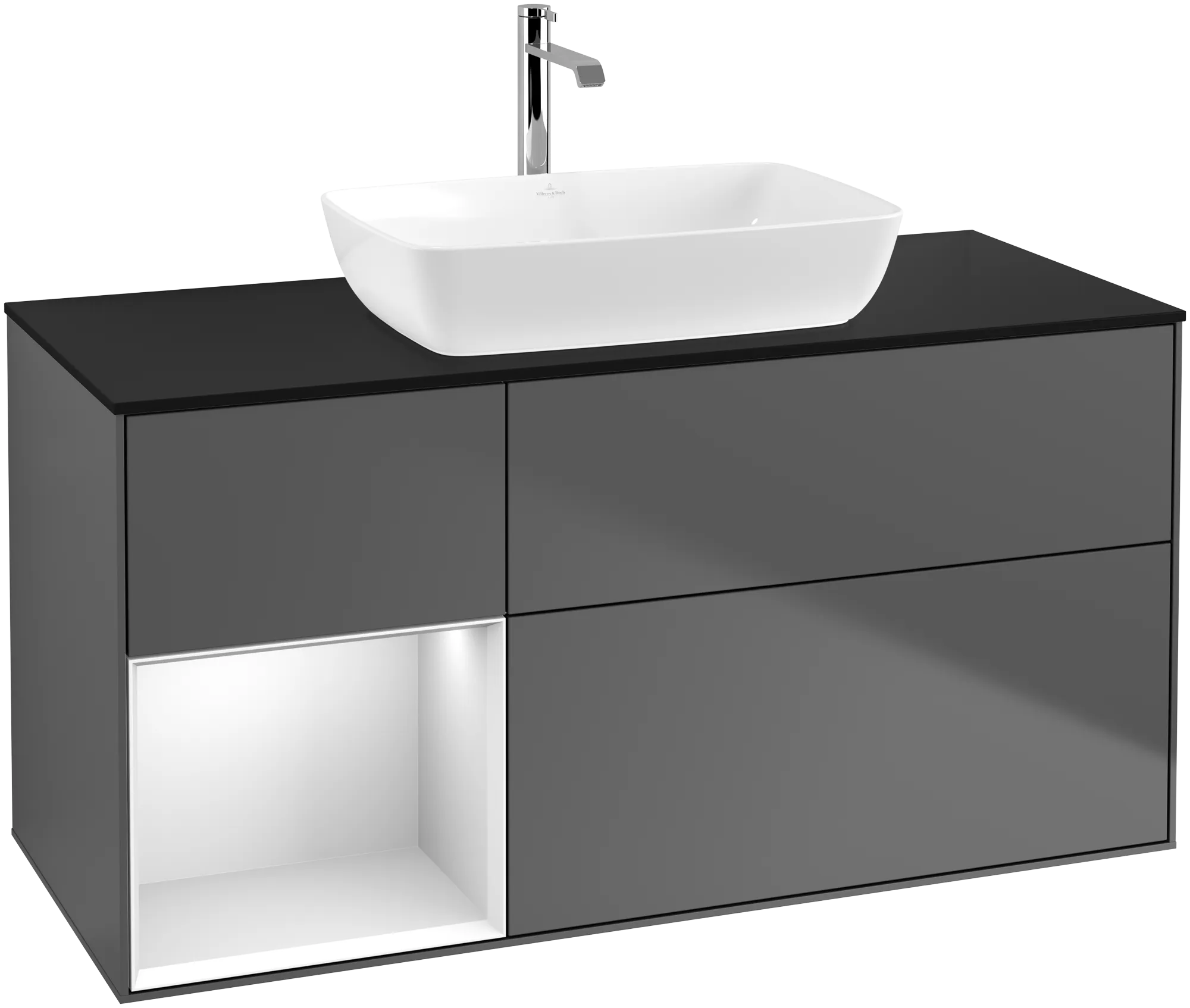 Villeroy & Boch Waschtischunterschrank „Finion“ für Schrankwaschtisch 1200 × 603 × 501 mm Anthracite Matt Lacquer, für Becken mittig