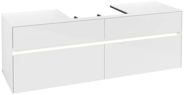 Villeroy & Boch Waschtischunterschrank „Collaro“ 1600 × 548 × 500 mm Glossy White, mit Beleuchtung, für Becken mittig
