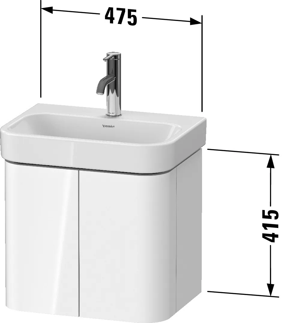 Duravit Waschtischunterschrank wandhängend „Happy D.2 Plus“ 47,5 × 41,5 × 35 cm in Weiß Hochglanz