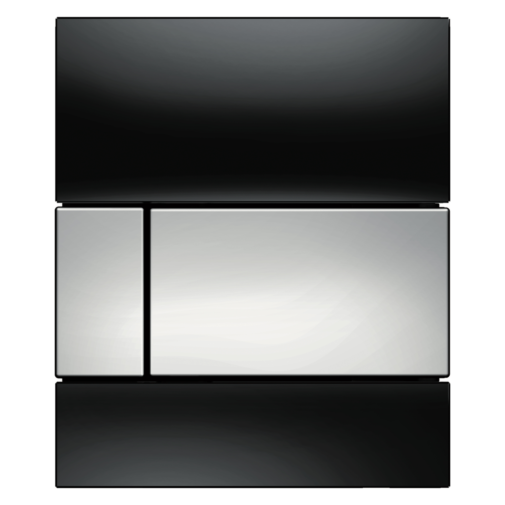TECEsquare Urinal-Betätigungsplatte mit Kartusche Glas schwarz, Taste Chrom glänzend