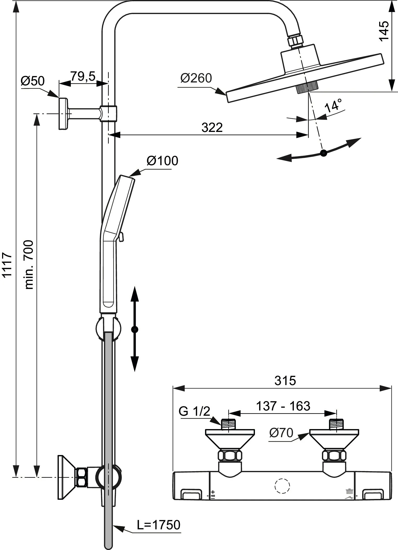 Ideal Standard Duschsystem „CerathermT25+“