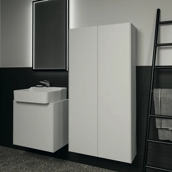 Ideal Standard Hochschrank „Conca“ 72 × 140 × 25 cm Weiß matt lackiert Ideal Standard Hochschrank „Conca“ 72 × 140 × 25 cm Weiß matt lackiert