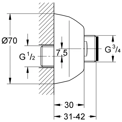 S-Anschluss 12083, Verstellbarkeit 12,5mm, 1/2''x3/4'', weiß