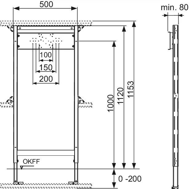 Bad/Duschmodul TECEprofil für UP- und AP-Armaturen, Bauhöhe 1120