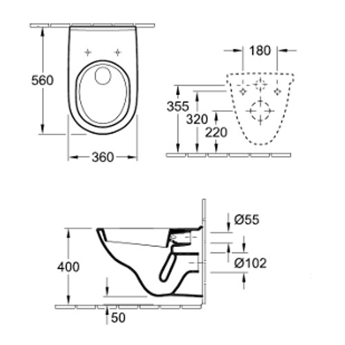 Wand-Tiefspül-WC „O.novo“ Wand-Tiefspül-WC „O.novo“
