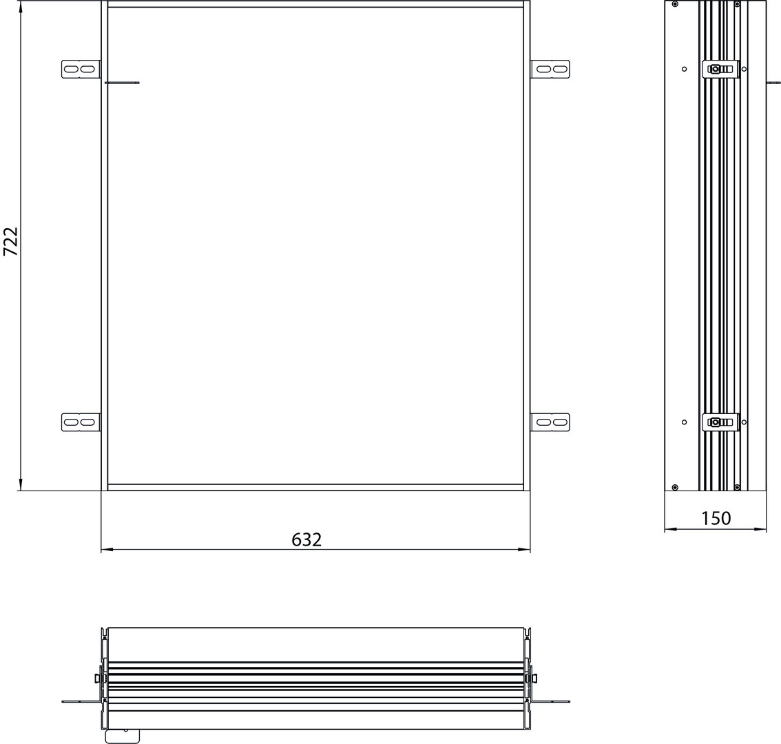 Einbaurahmen Loft für Lichtspiegelschränke Breite 600mm, 632x720mm