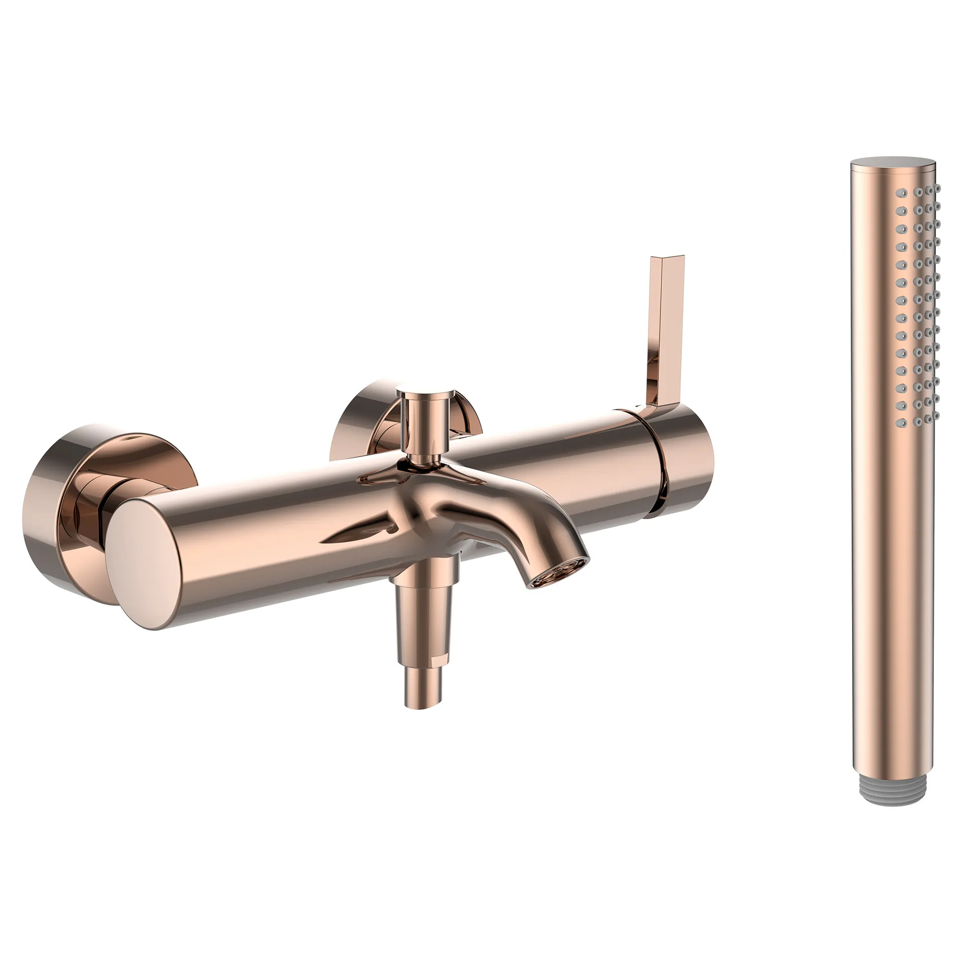 Einhebel-Wannenmischer Aufputz Kartell mit Zubehör Kunststoffschlauch 1800 mm und Handbrause TwinStick PVD Roségold
