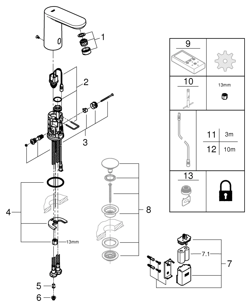 Infrarot-Elektronik für Waschtisch Eurosmart CE 36330_2, M-Size, verdeckte Mischung, 6V Lithium-Batterie, Armaturengruppe I, Schutzart IP 59 Infrarot-Elektronik für Waschtisch Eurosmart CE 36330_2, M-Size, verdeckte Mischung, 6V Lithium-Batterie, Armaturengruppe I, Schutzart IP 59