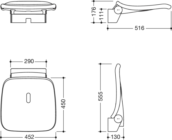 Klappsitz „Serie 802 LifeSystem“ in Signalweiß glänzend / Signalweiß matt Klappsitz „Serie 802 LifeSystem“ in Signalweiß glänzend / Signalweiß matt