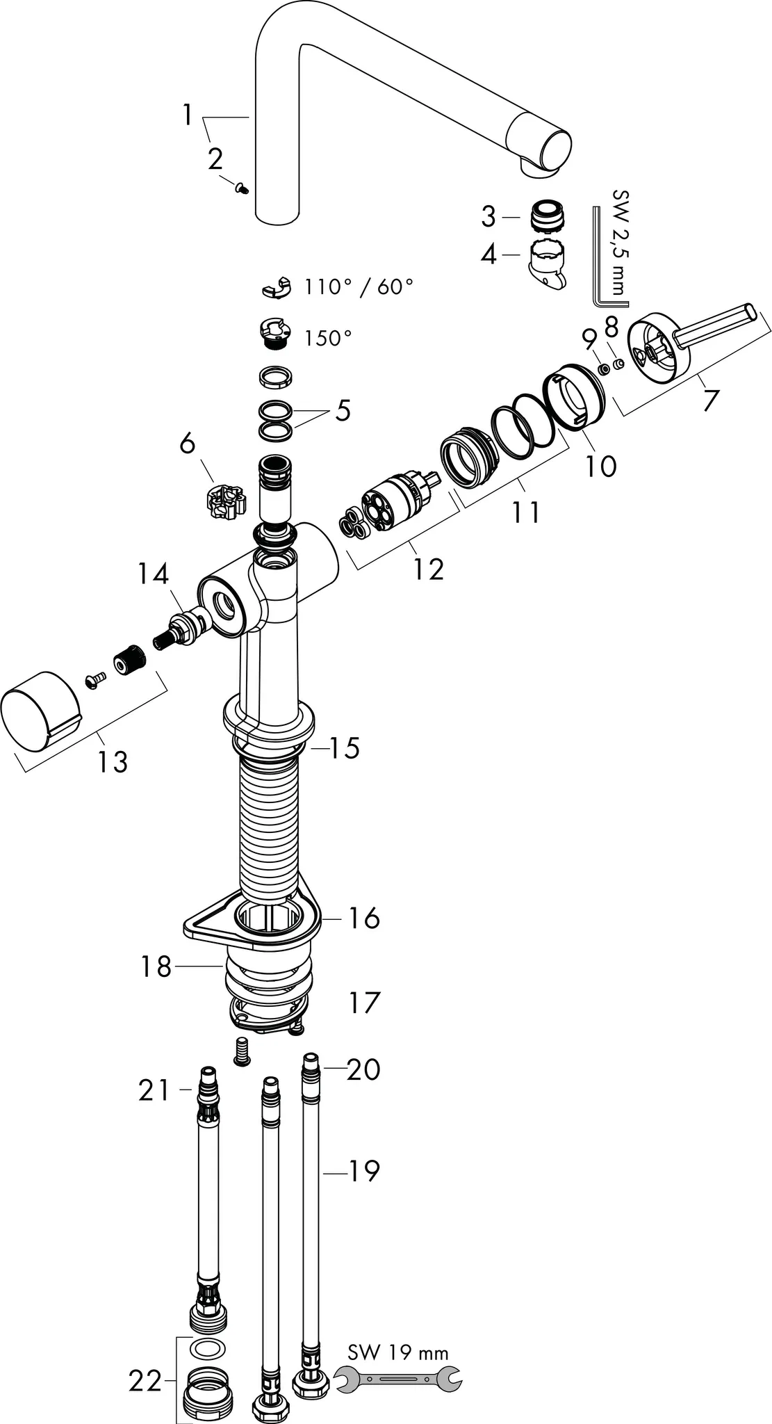 Spültischmischer 270 Talis M54 Geräteabsperrventil 1jet chrom