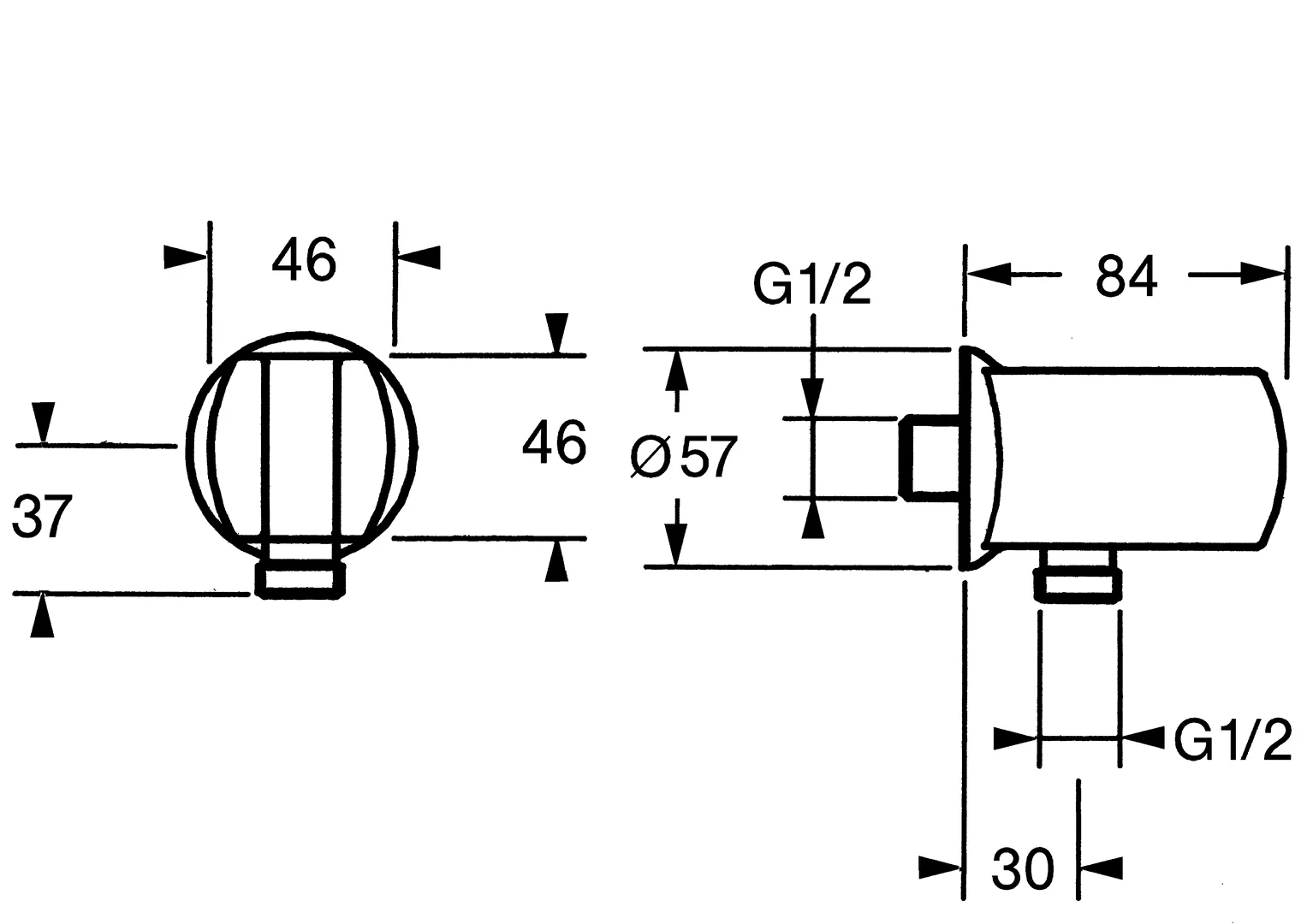 Hansa Wandanschlussbogen Hansa 0446 DN15 Chrom
