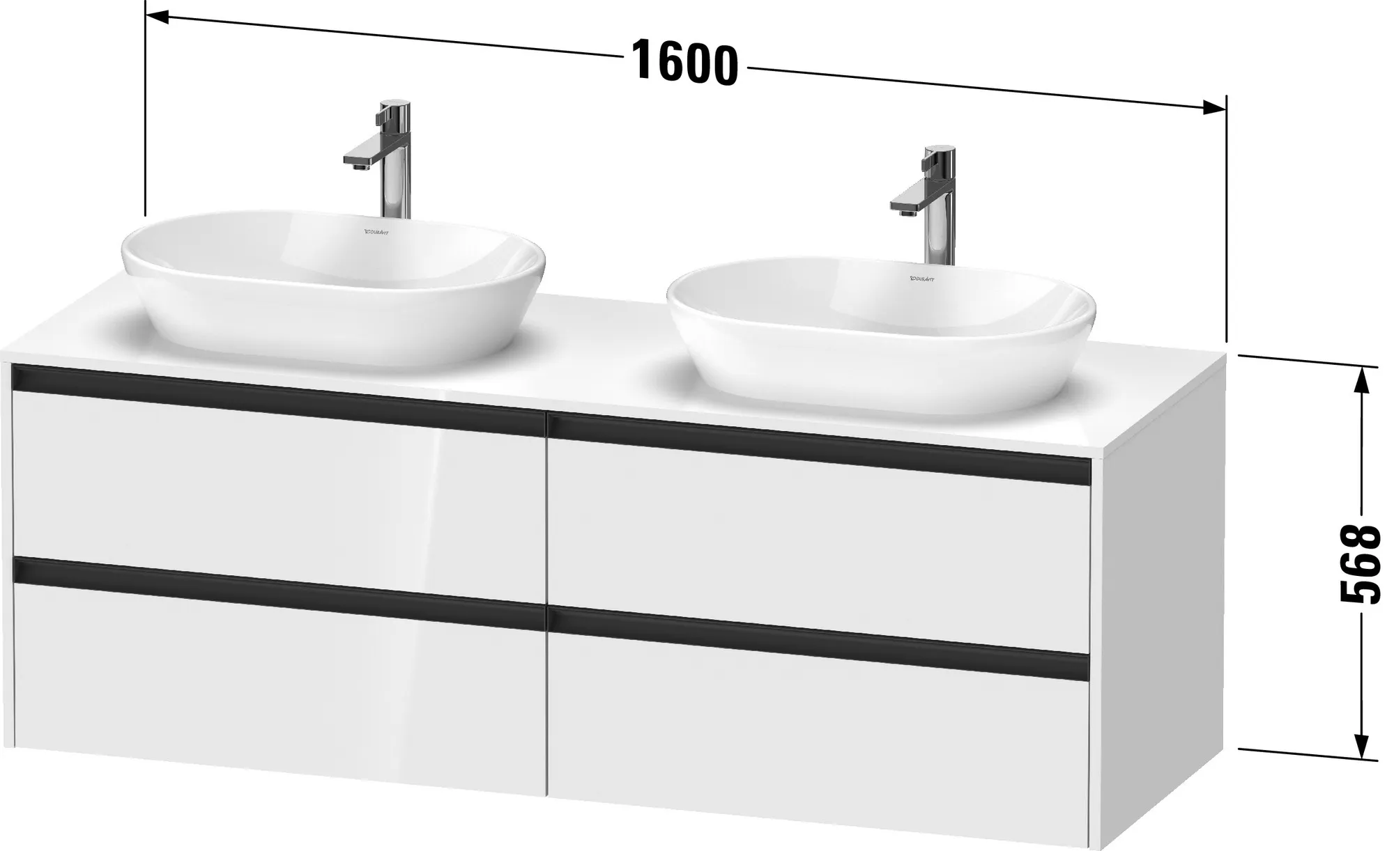 Duravit Waschtischunterschrank wandhängend „Ketho.2“ 160 × 56,8 × 55 cm in Weiß Matt