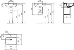 Ideal Standard Waschtisch i.life B 1 Hahnloch, weiß, 500x440x180 mm