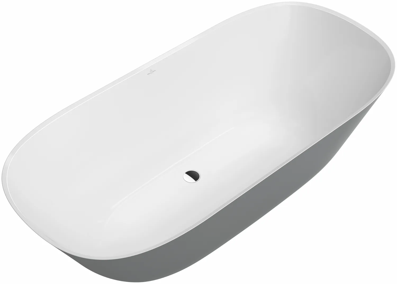 Villeroy & Boch Badewanne „Theano“ freistehend oval 175 × 80 cm, Mittelablauf in Weiß Alpin / Colour On Demand