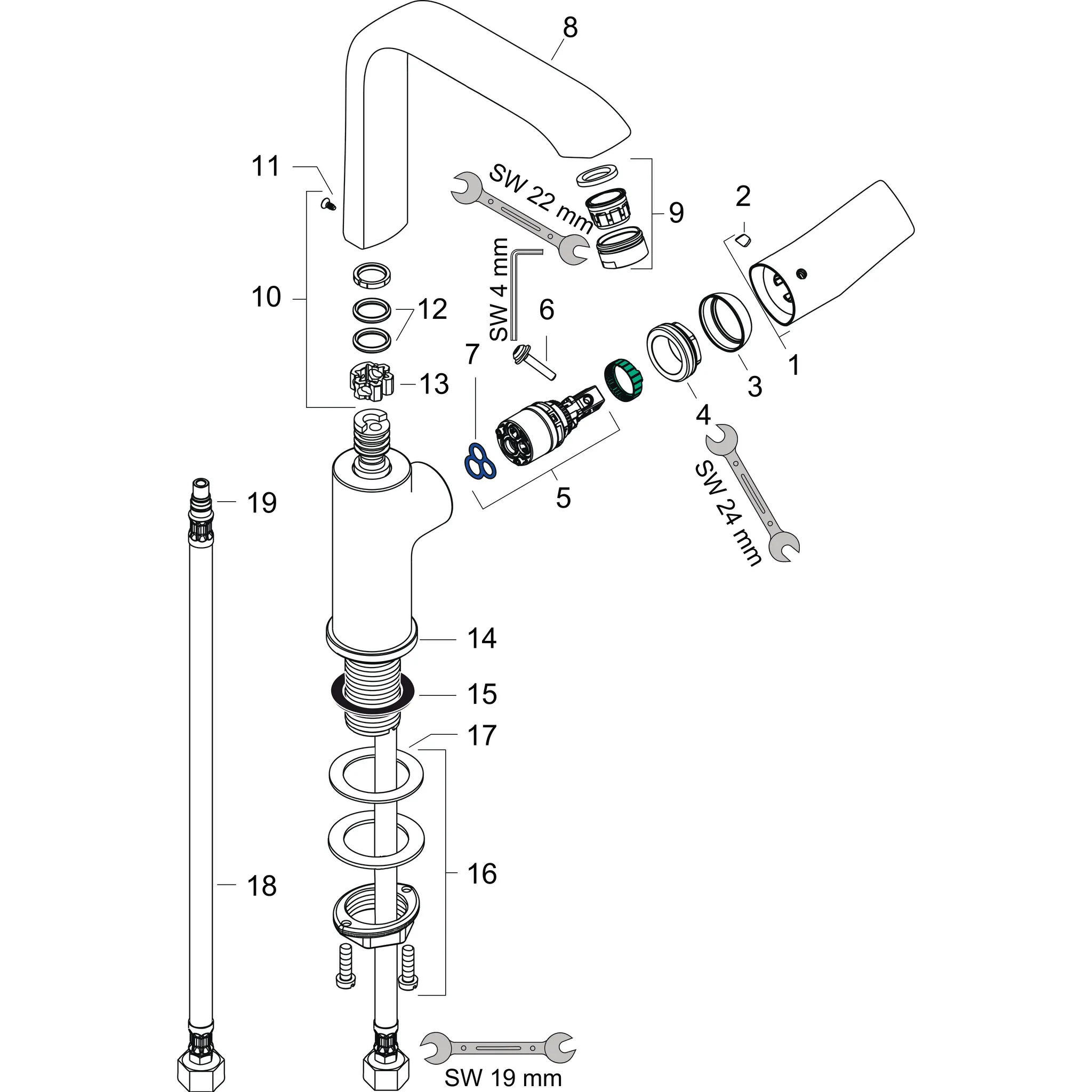Waschtischmischer 230 Metris Schwenkauslauf chrom push-open Waschtischmischer 230 Metris Schwenkauslauf chrom push-open