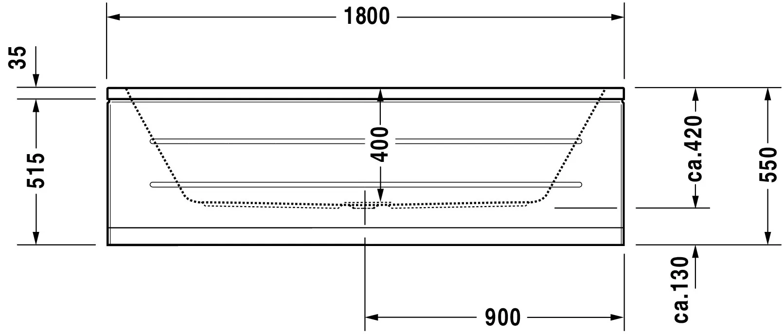 Duravit Badewanne „D-Code“ rechteck 180 × 80 cm, Mittelablauf