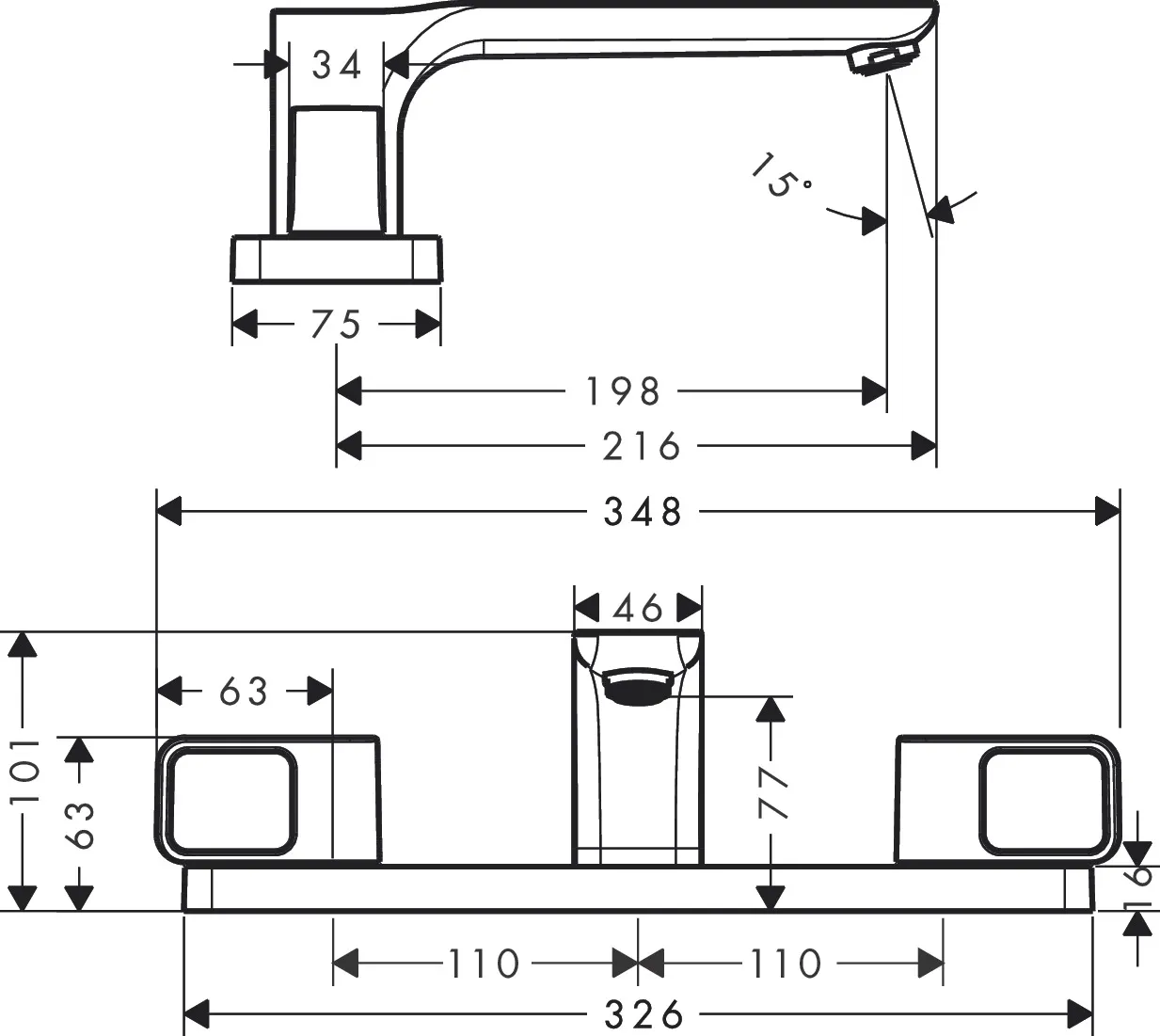 Hansgrohe AXOR Urquiola 3-Loch Wannenrandarmatur, Chrom Hansgrohe AXOR Urquiola 3-Loch Wannenrandarmatur, Chrom