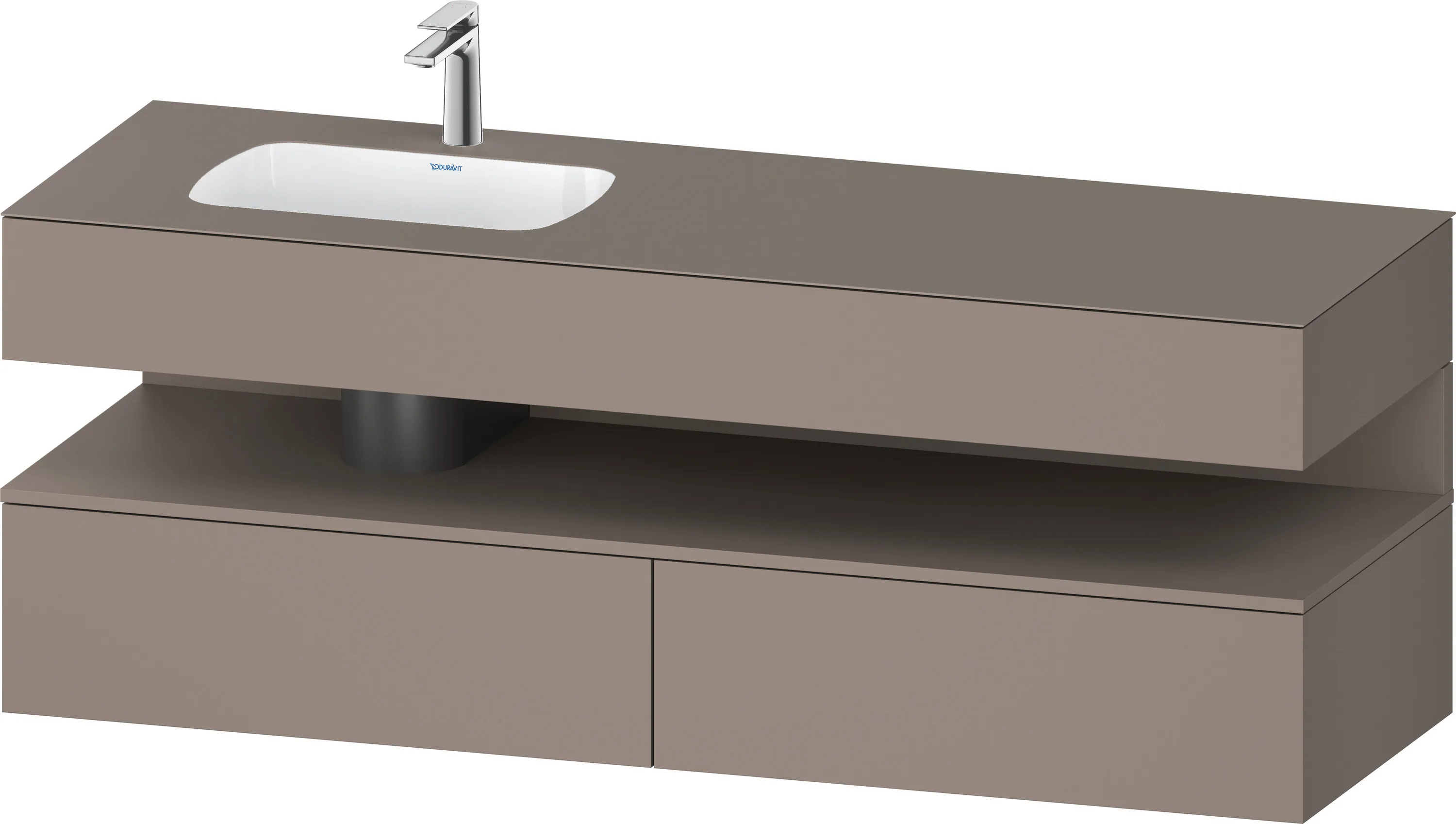 Einbauwaschtisch mit Konsolenwaschtischunterbau „Qatego“ 160 × 50 × 60 cm, ohne Beleuchtung