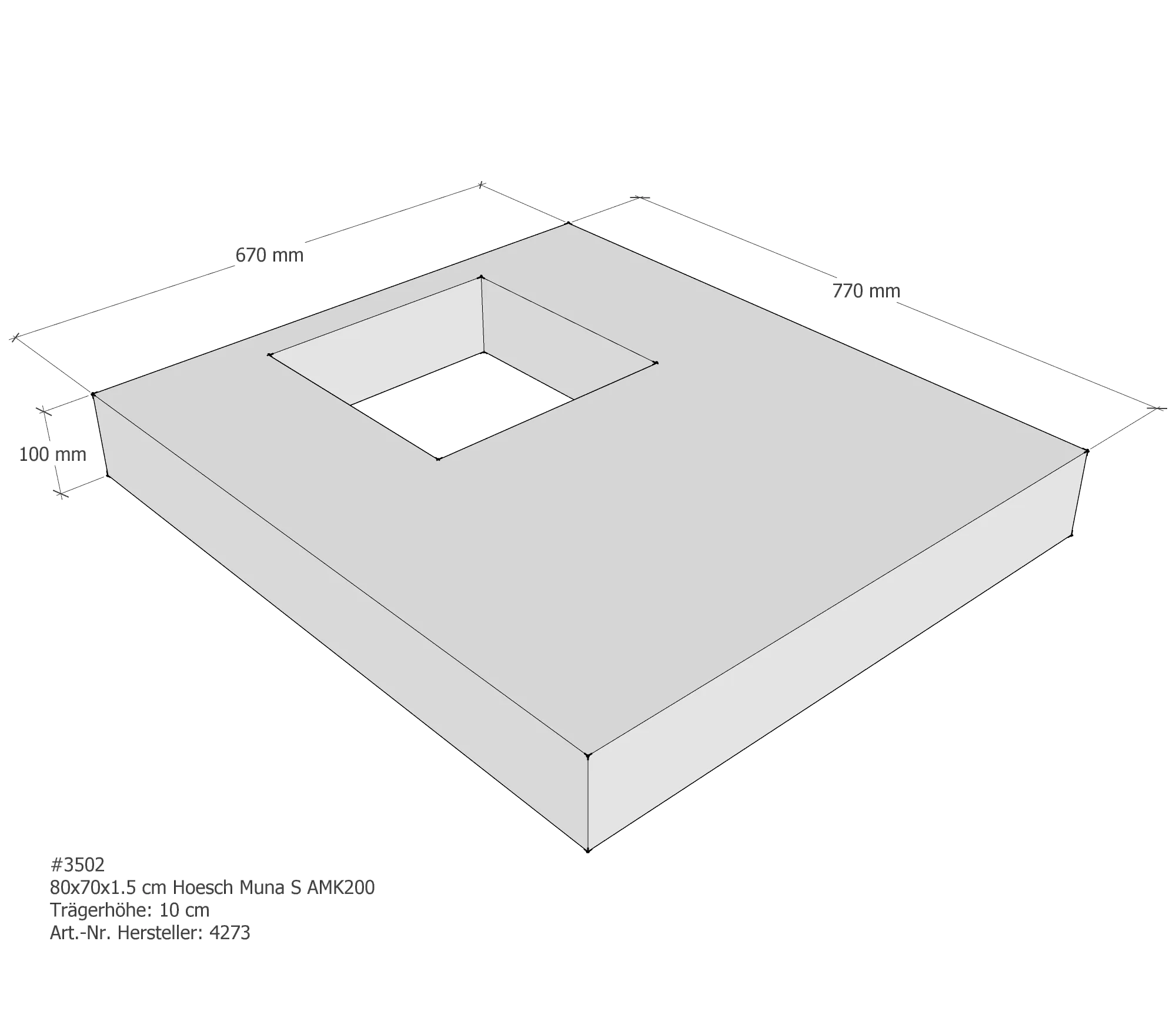 Duschwannenträger für Hoesch Muna S 80 × 70 × 1,5 cm Duschwannenträger für Hoesch Muna S 80 × 70 × 1,5 cm