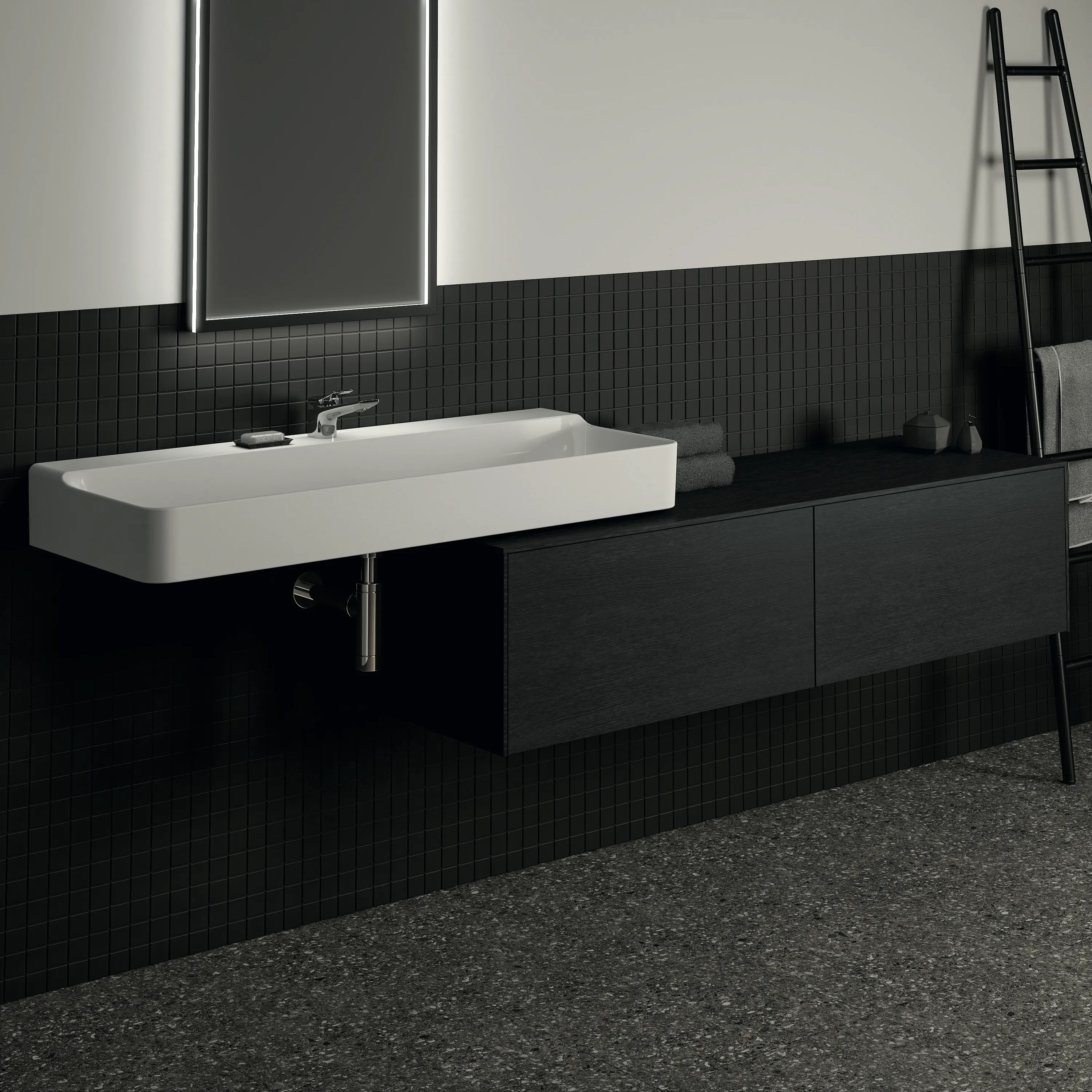 Ideal Standard Waschtischunterschrank „Conca“ 158,7 × 37 × 50,5 cm Eiche geflammt Furnier Ideal Standard Waschtischunterschrank „Conca“ 158,7 × 37 × 50,5 cm Eiche geflammt Furnier