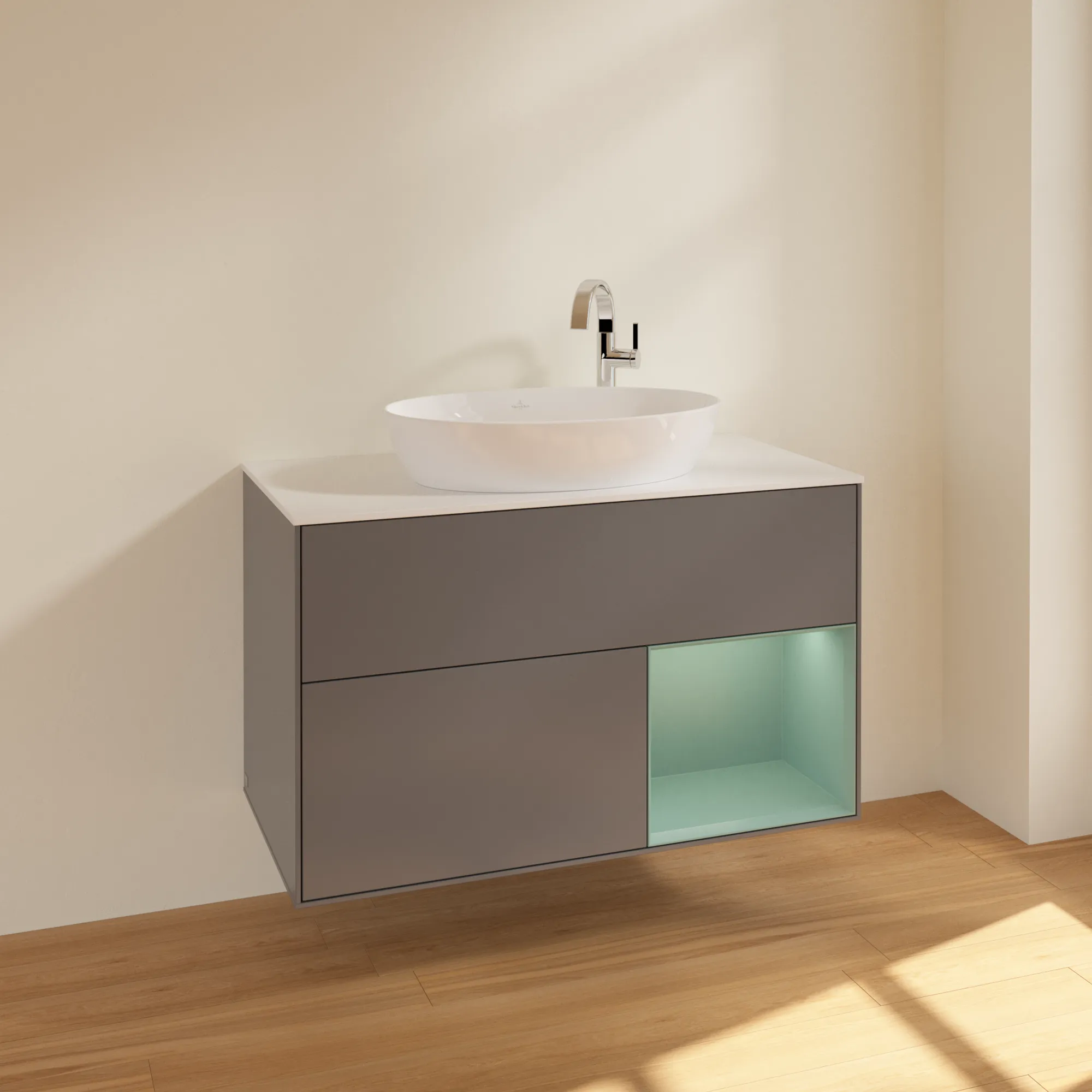 Villeroy & Boch Waschtischunterschrank „Finion“ für Schrankwaschtisch 1000 × 603 × 501 mm Anthracite Matt Lacquer, für Becken mittig, mit Hahnlochbohrung Villeroy & Boch Waschtischunterschrank „Finion“ für Schrankwaschtisch 1000 × 603 × 501 mm Anthracite Matt Lacquer, für Becken mittig, mit Hahnlochbohrung