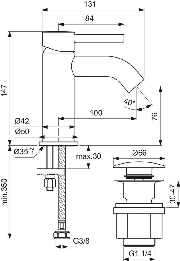 Ideal Standard Waschtischarmatur Ceraline, Push-open, Chrom Ideal Standard Waschtischarmatur Ceraline, Push-open, Chrom