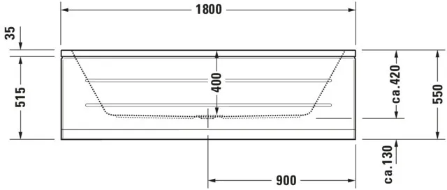 Duravit Badewanne „D-Code“ rechteck 1800 × 800 mm, Mittelablauf in Weiß Duravit Badewanne „D-Code“ rechteck 1800 × 800 mm, Mittelablauf in Weiß