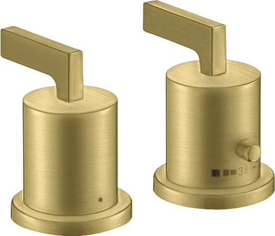 Hansgrohe AXOR Citterio 2-Loch Wannenrandarmatur mit Thermostat und Hebelgriffen, Brushed Brass, DN15, Wannenrandmontage