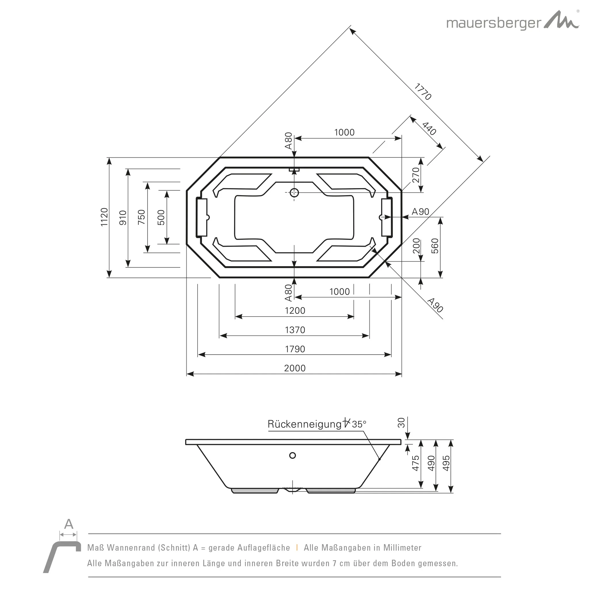 Mauersberger felina Acryl-Badewanne Großraumform 200⁄112 weiß Mauersberger felina Acryl-Badewanne Großraumform 200⁄112 weiß