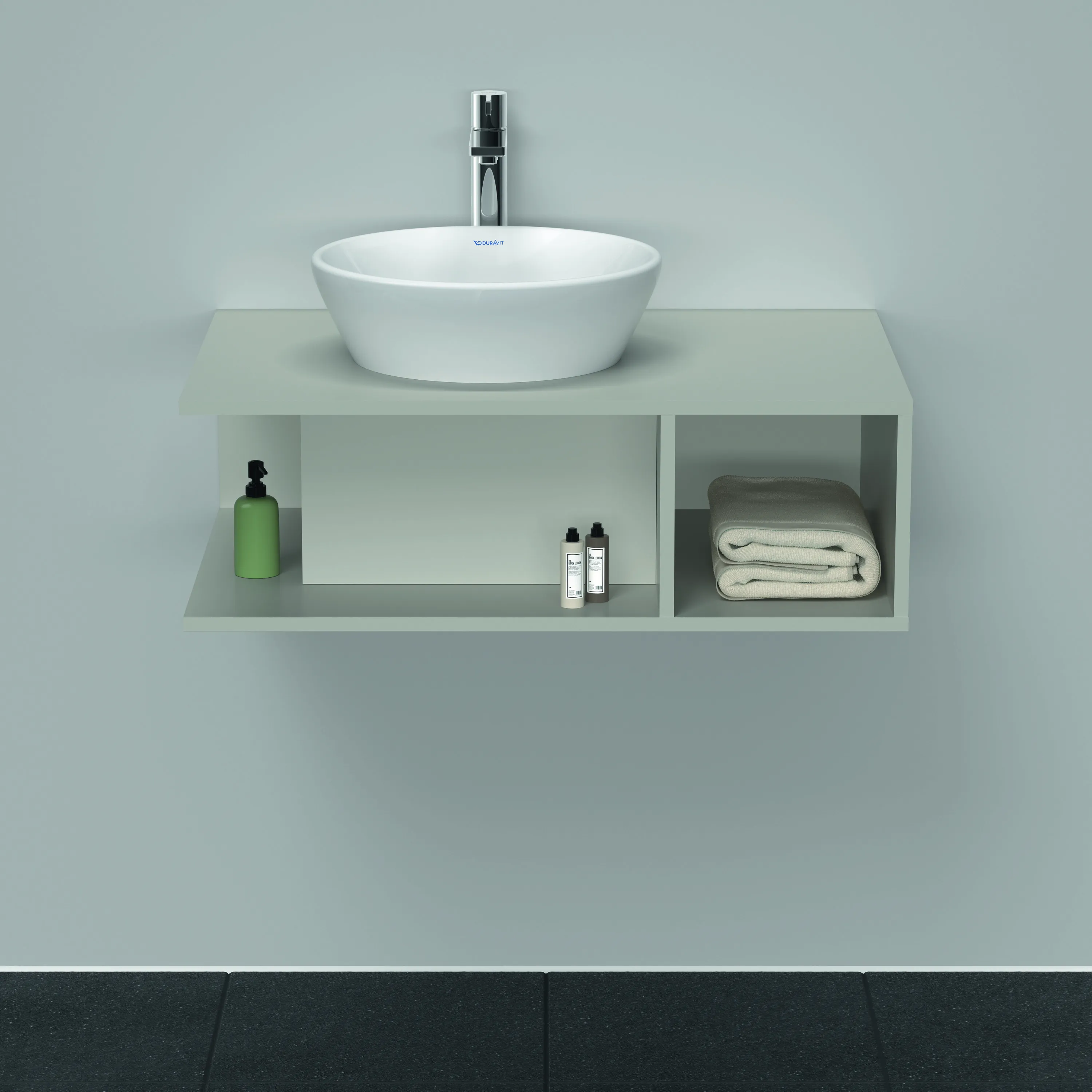 Duravit Waschtischunterschrank wandhängend „D-Neo“ 80 × 26 × 55 cm Betongrau Matt