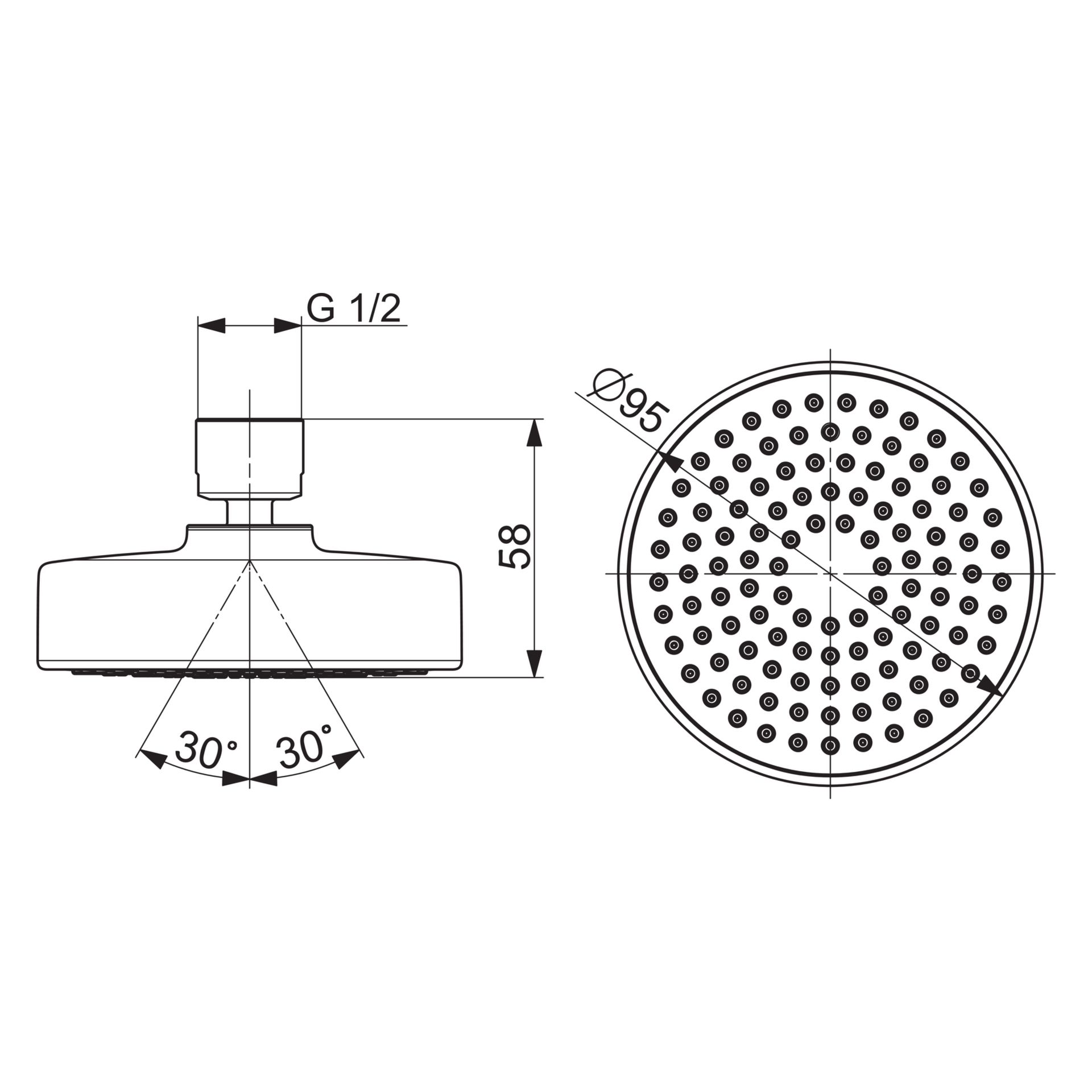 HA Kopfbrause HANSABASICJET 4464 1-strahlig d 95mm Eco DN15 chr