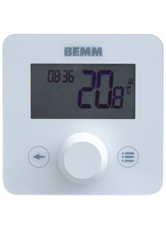 BEMM Funk-Uhrenraumthermostat Komfort A, digital mit Wochenprogramm, IP30, weiß, 83x80x27 mm