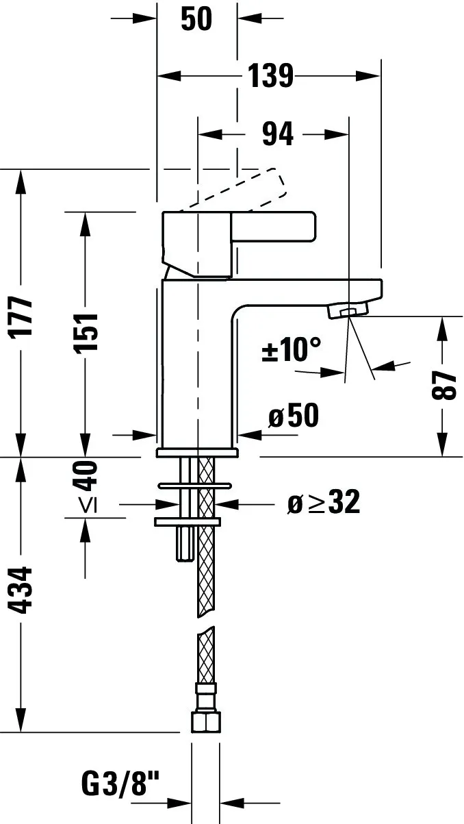 Einhand-Waschtischarmatur „D-Neo“ Ausladung 94 mm in Chrom Einhand-Waschtischarmatur „D-Neo“ Ausladung 94 mm in Chrom