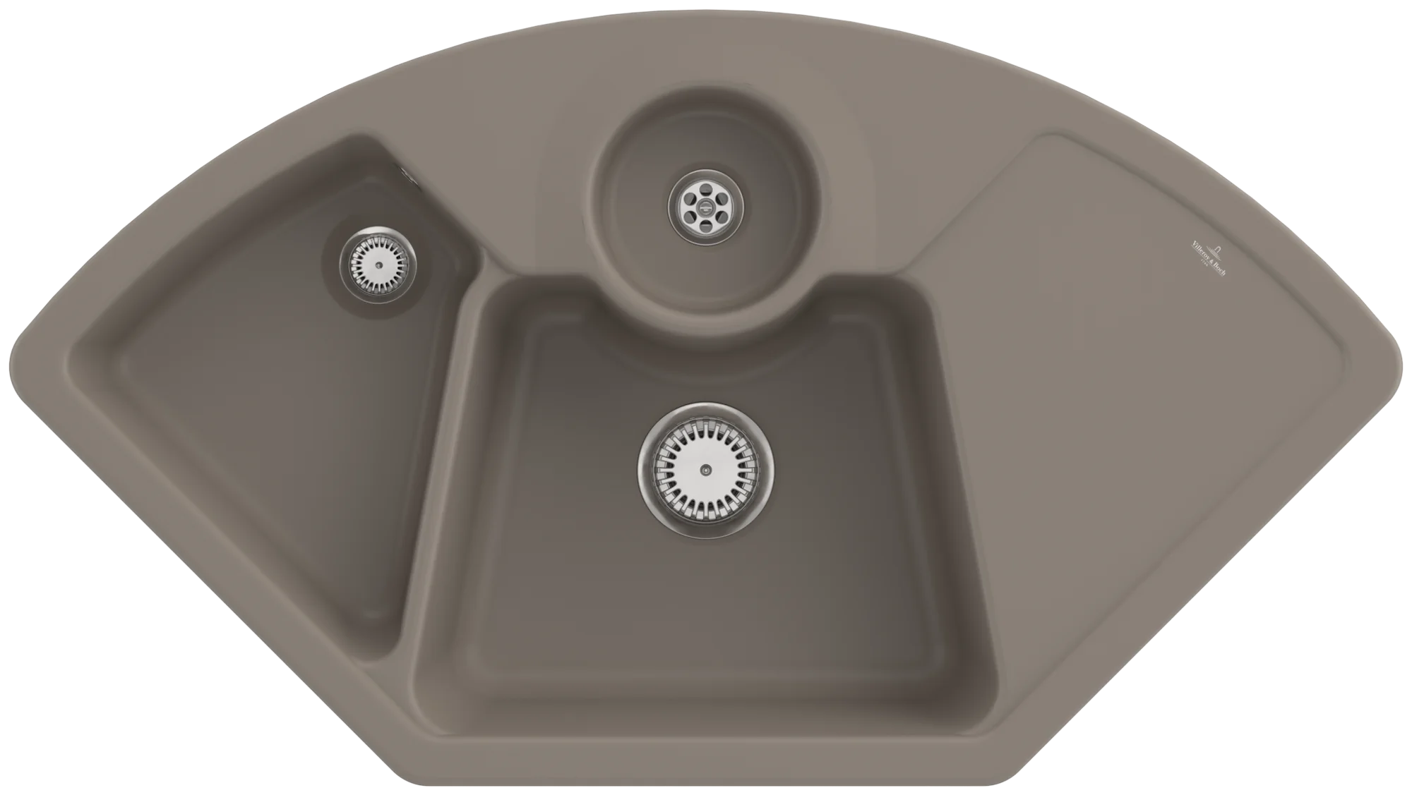 Villeroy & Boch Eckspüle Solo Eck, Timber CeramicPlus, 1075 x 600 mm, Höhe 205 mm, Handbetätigung