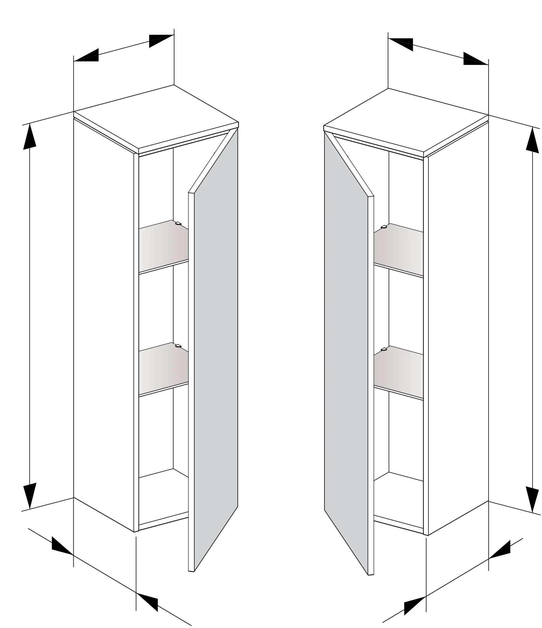 Edition 400 Mittelschrank 1-türig, Anschlag links 350 x 894 x 300 mm trüffel/Glas trüffel satiniert