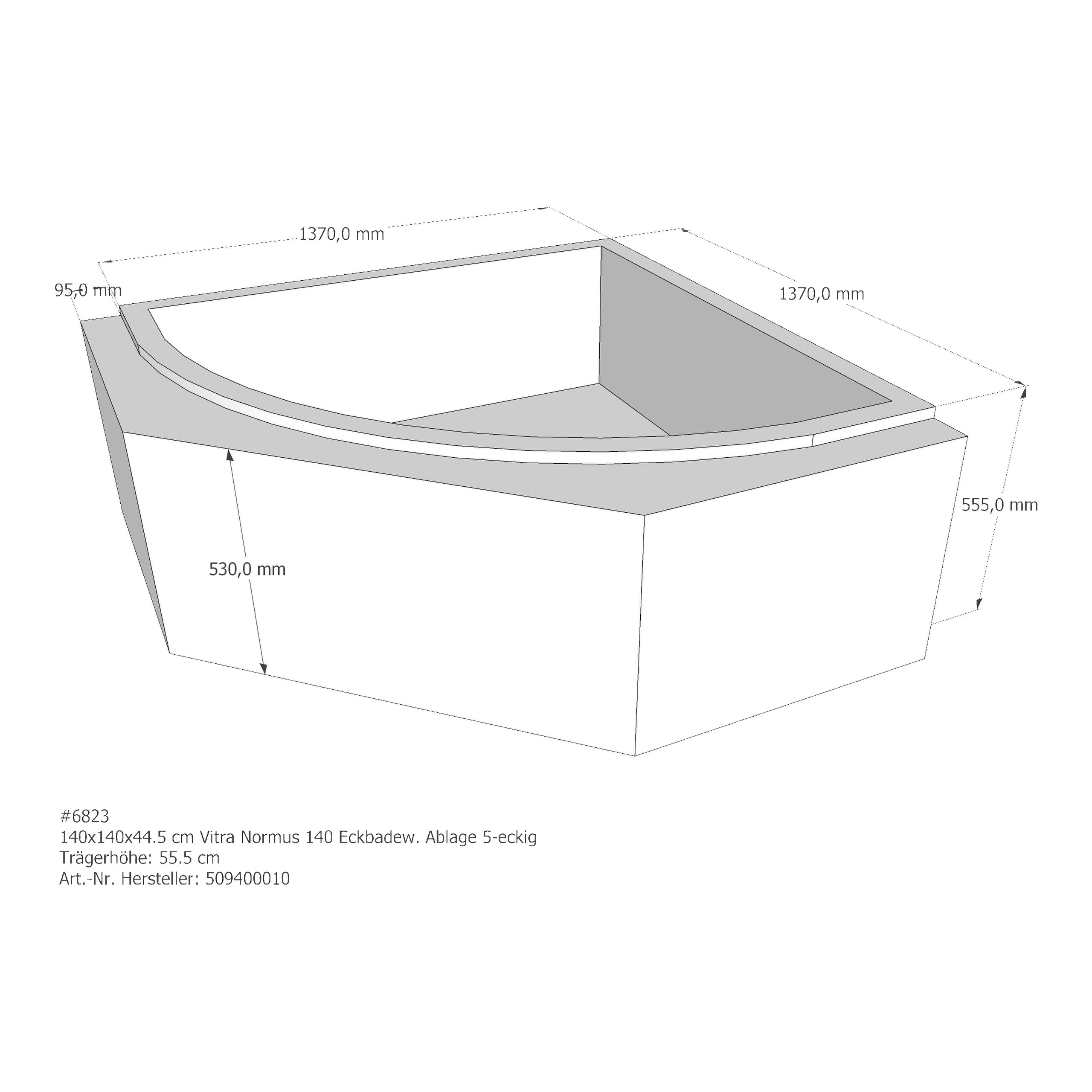 Badewannenträger für VitrA Normus 140 140 × 140 × 44,5 cm Badewannenträger für VitrA Normus 140 140 × 140 × 44,5 cm