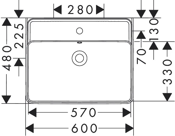 Hansgrohe Xanuia Q Aufsatzwaschtisch geschliffen, weiß, 600x480 mm, 120 mm Innenhöhe Hansgrohe Xanuia Q Aufsatzwaschtisch geschliffen, weiß, 600x480 mm, 120 mm Innenhöhe