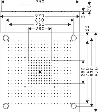 Hansgrohe AXOR Starck ShowerHeaven 970⁄970 3jet mit Beleuchtung, Edelstahl Optic Hansgrohe AXOR Starck ShowerHeaven 970⁄970 3jet mit Beleuchtung, Edelstahl Optic