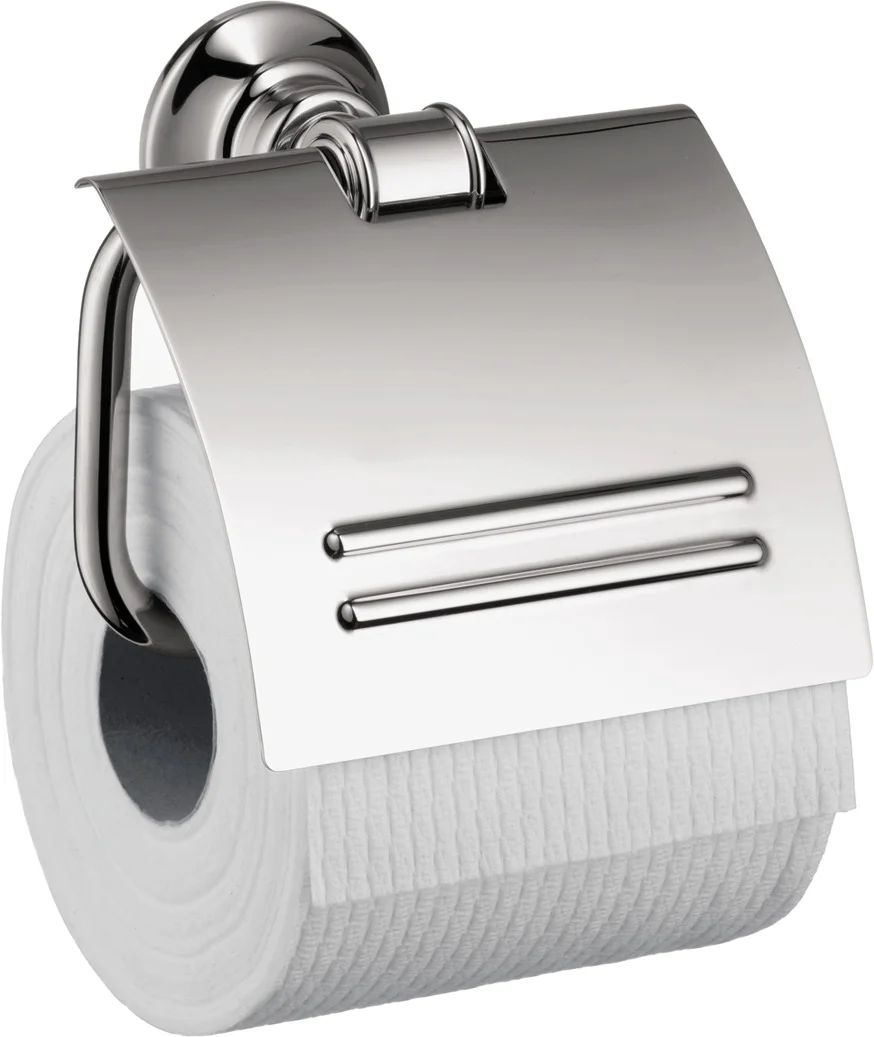 Hansgrohe AXOR Montreux Papierrollenhalter mit Deckel, Chrom, Wandmontage, Metall, verdeckte Befestigung