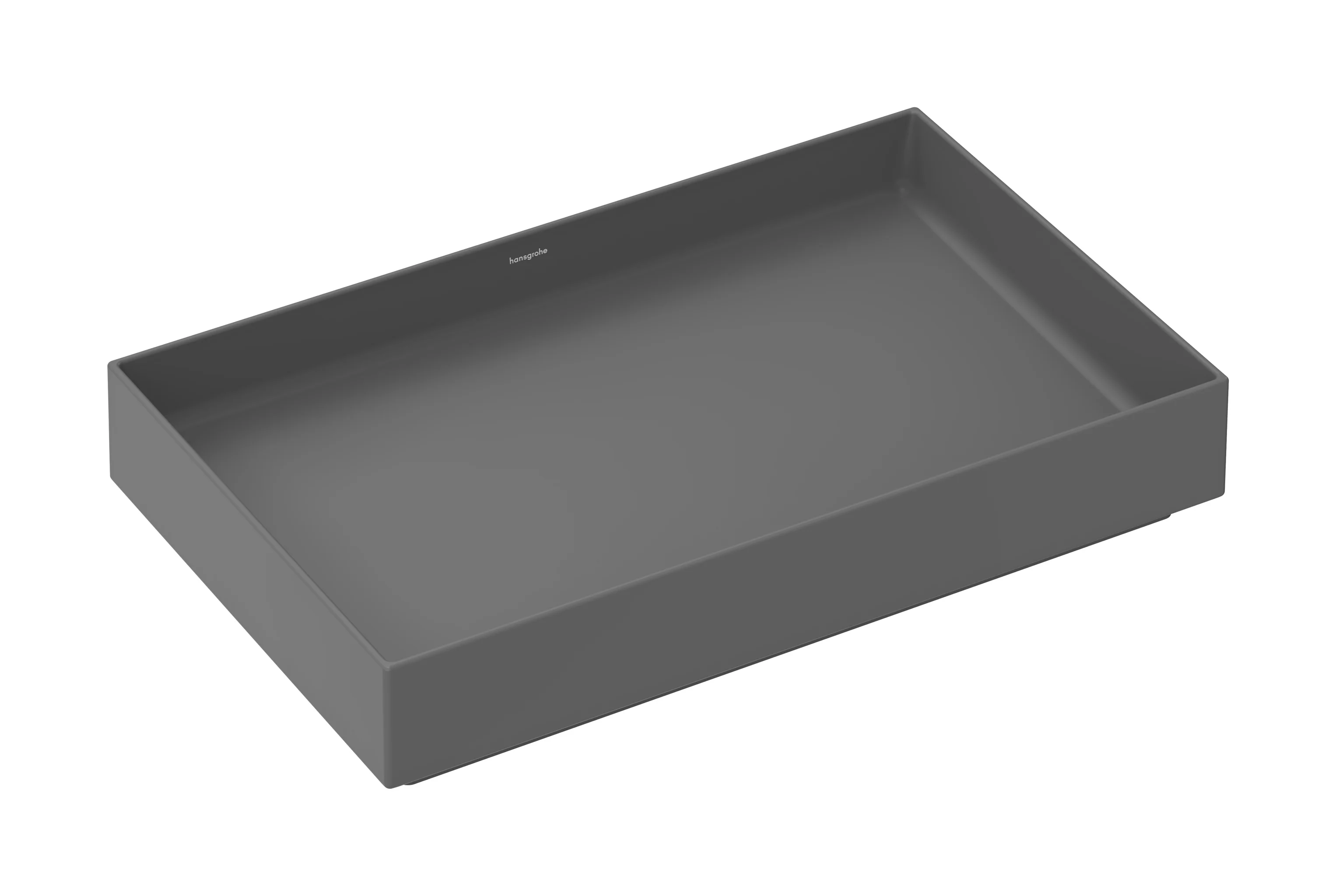 Hansgrohe Aufsatzwaschtisch Xuniva Evo E, Schiefergrau Matt, 650x400x120 mm, Beckeninnenhöhe 65 mm