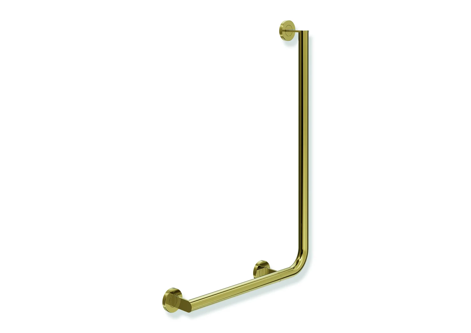HEWI Winkelgriff System 900, Edelstahl PVD Gold glänzend, waagerecht 500 mm, senkrecht 750 mm, Ausführung links