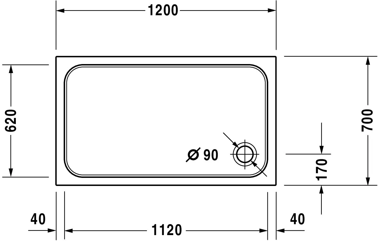 Duravit rechteck Duschwanne „D-Code“ 120 × 70 cm 