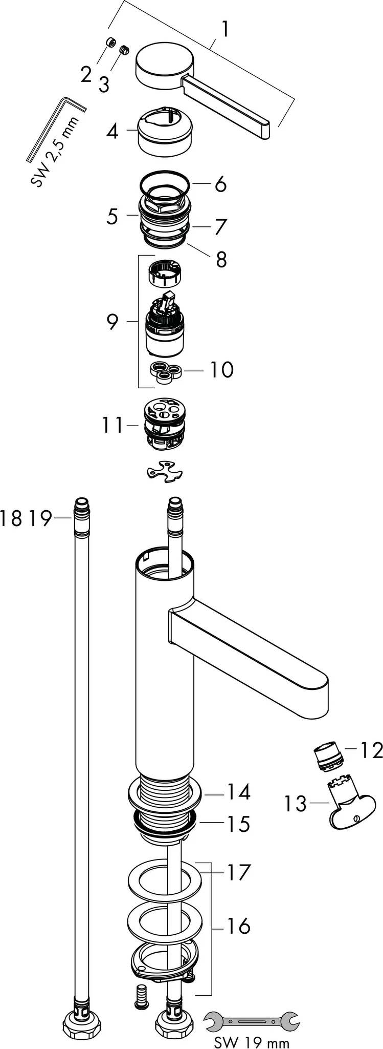 Waschtischmischer 260 Finoris Highriser chrom Waschtischmischer 260 Finoris Highriser chrom