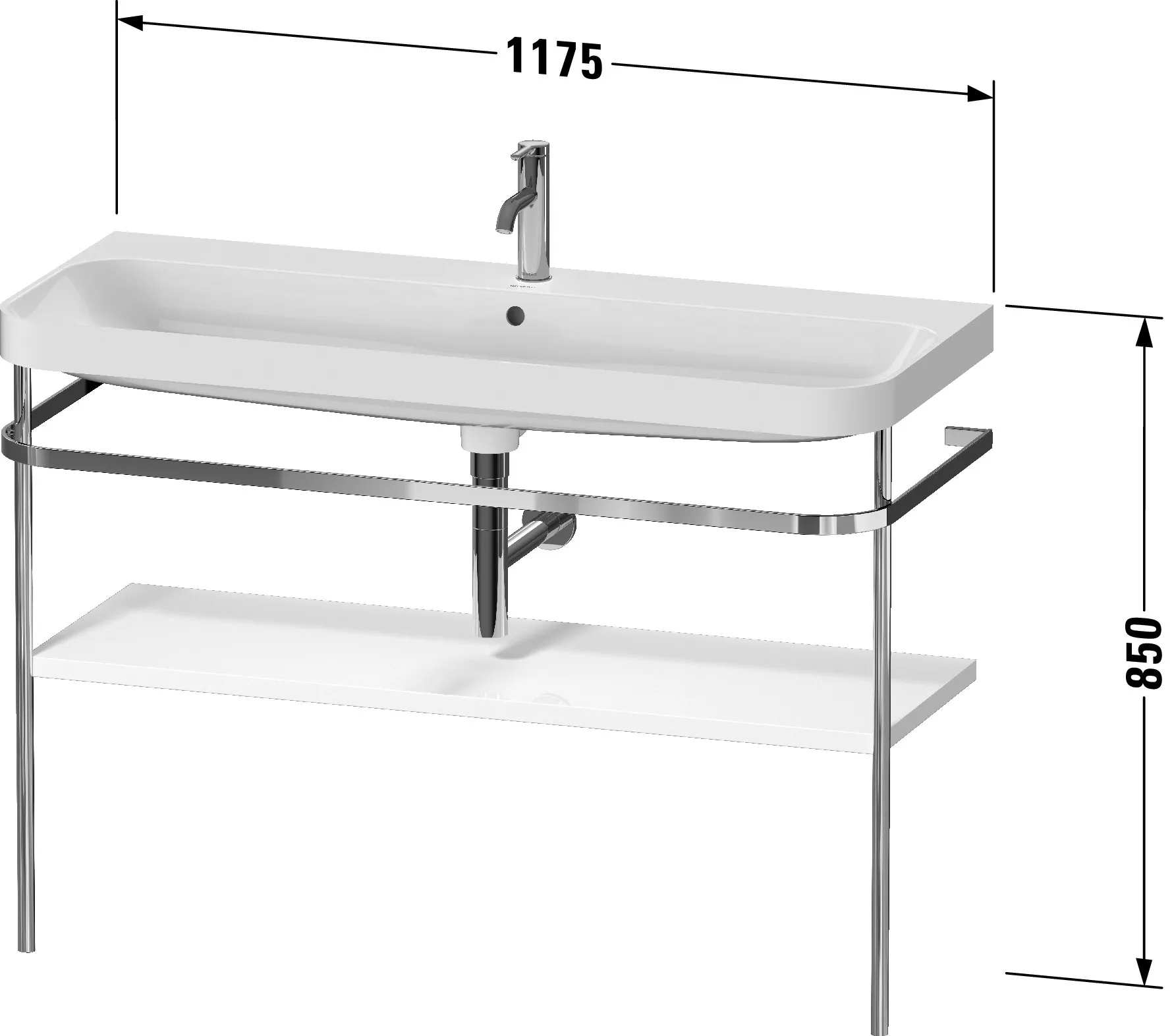 Duravit Waschtischunterschrank c-shaped Set mit Metallkonsole „Happy D.2 Plus“ 117,5 × 85 × 49 cm in Steingrau Seidenmatt Duravit Waschtischunterschrank c-shaped Set mit Metallkonsole „Happy D.2 Plus“ 117,5 × 85 × 49 cm in Steingrau Seidenmatt