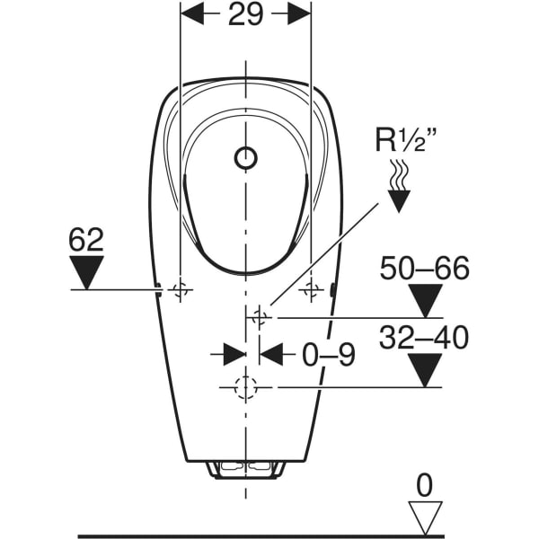 Urinal mit integrierter Steuerung Batteriebetrieb „Tamina“, Zulauf von oben, ohne Zielobjekt in weiß alpin Urinal mit integrierter Steuerung Batteriebetrieb „Tamina“, Zulauf von oben, ohne Zielobjekt in weiß alpin