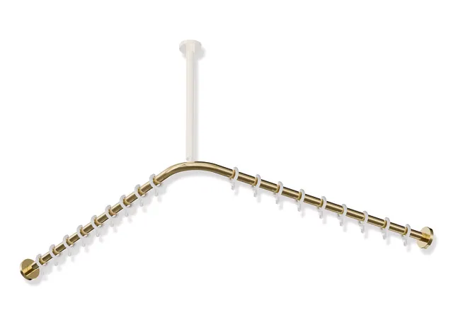 Vorhangstange des Systems 900, Edelstahl, PVD, Achsmaß 887 x 887 mm, kürzbar, D: 25 mm, mit 18 Vorhangringen aus POM, in Farbe CK (Messing glänzend) Vorhangstange des Systems 900, Edelstahl, PVD, Achsmaß 887 x 887 mm, kürzbar, D: 25 mm, mit 18 Vorhangringen aus POM, in Farbe CK (Messing glänzend)