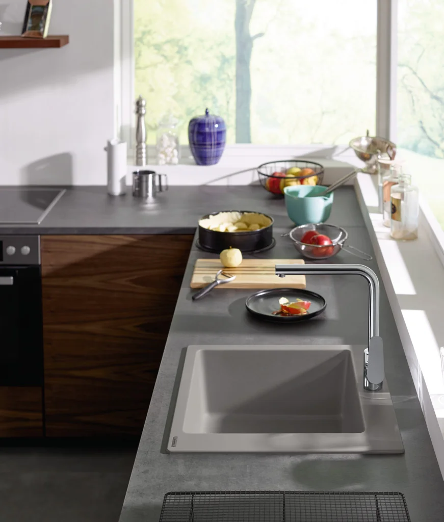 Hansgrohe Einbauspüle S51, Serie S510-F450, Betongrau, 540 x 490 mm, Beckentiefe 190 mm Hansgrohe Einbauspüle S51, Serie S510-F450, Betongrau, 540 x 490 mm, Beckentiefe 190 mm