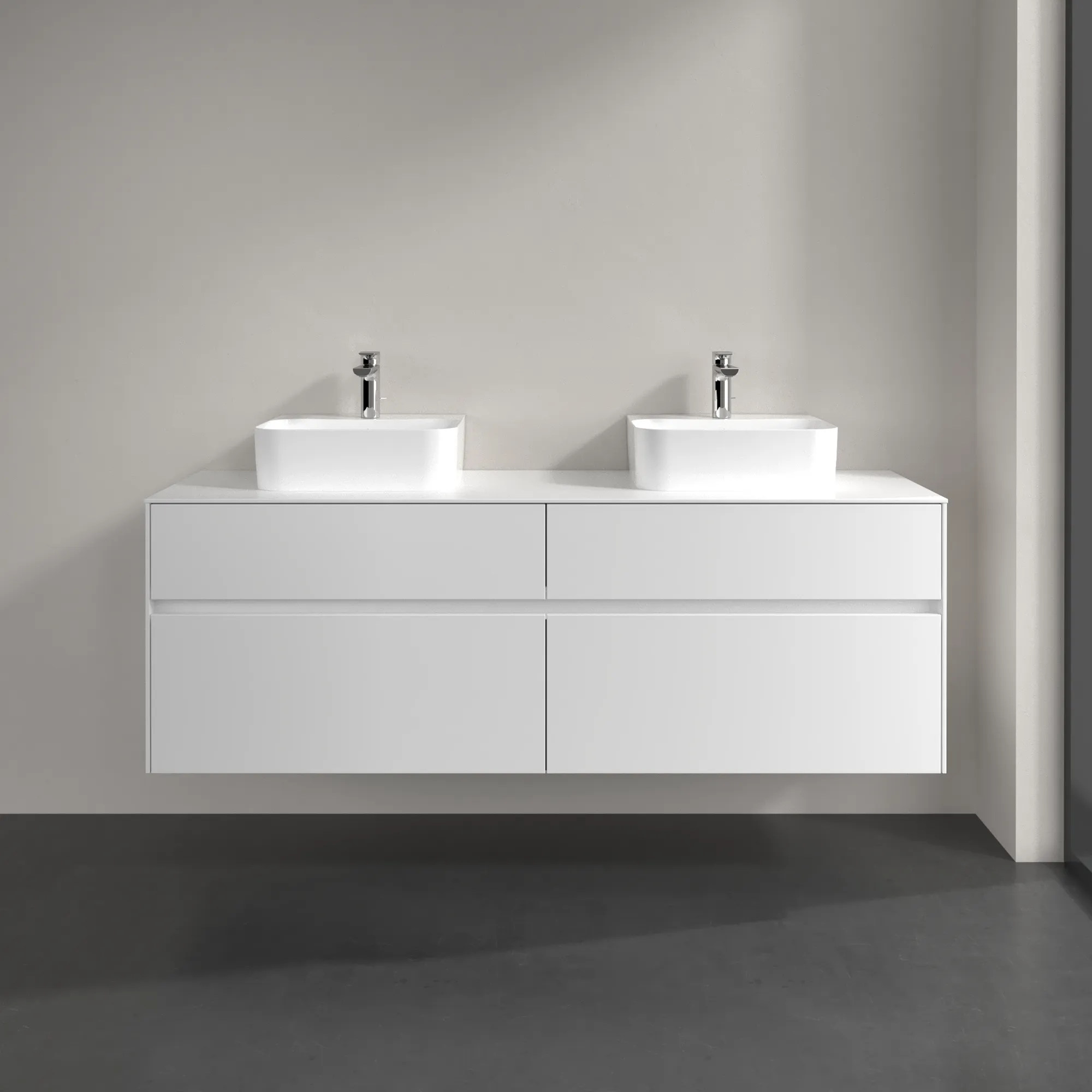 Villeroy & Boch Waschtischunterschrank „Collaro“ 160 × 54,8 × 50 cm mit Beleuchtung, links und rechts