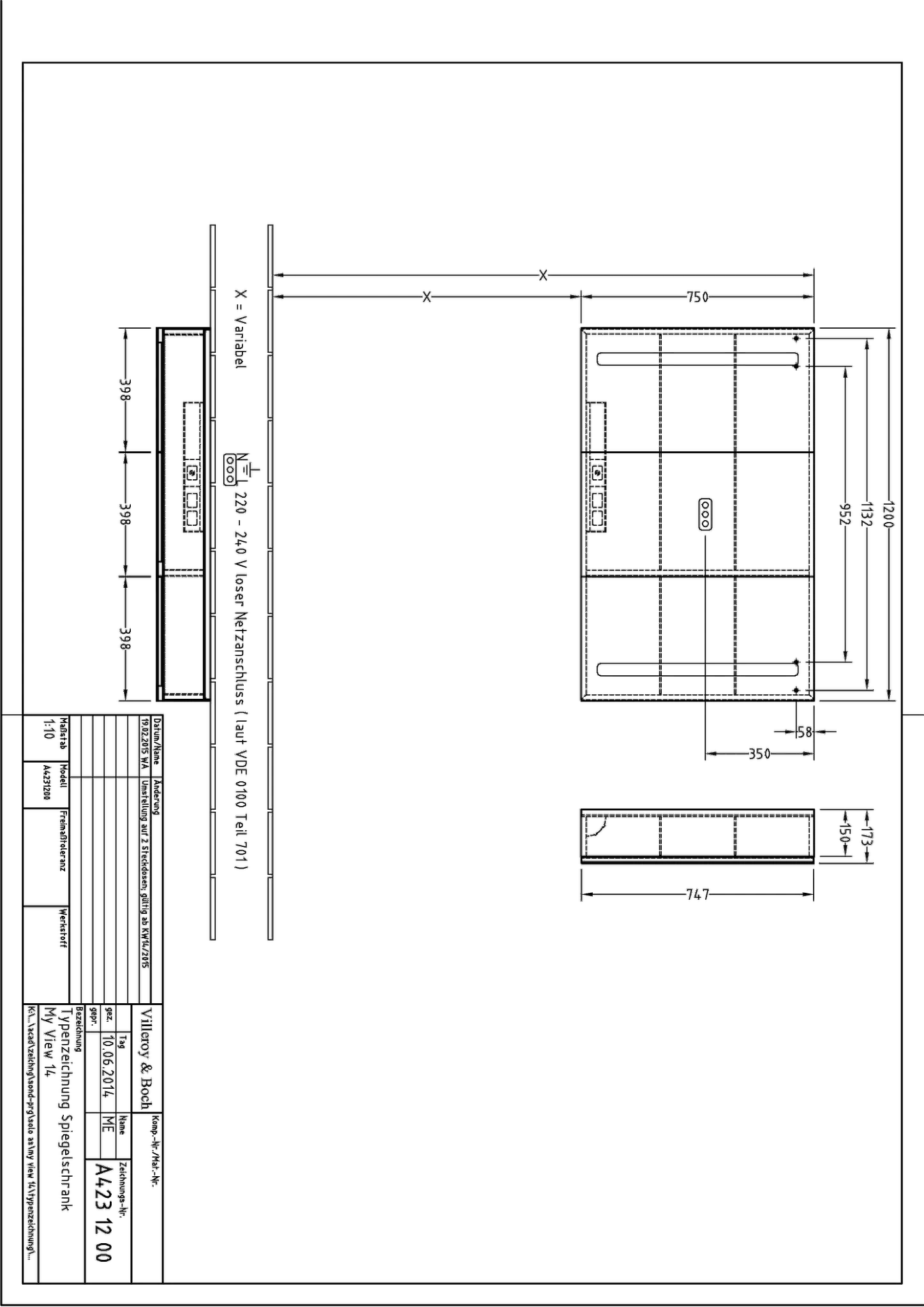 Villeroy & Boch Vorbau-Spiegelschrank „My View 14“ 1200 × 750 × 173 mm in White Matt